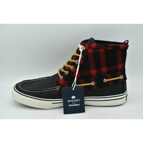 Sperry Mens Size 10 Bahama Black Red Checkered Waterproof Storm Boots STS23092 - Picture 6 of 11